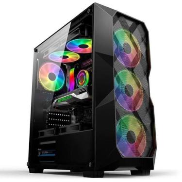 Imagem de Gabinete Gamer Hayom 3 Fans S/Fonte MidTower RGB ATX Vidro Temperado P