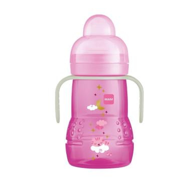 Imagem de Copo De Treinamento Bebe Mam 220 ml Trainer Brilha Escuro Night Antivazamento Rosa 4 + 4218