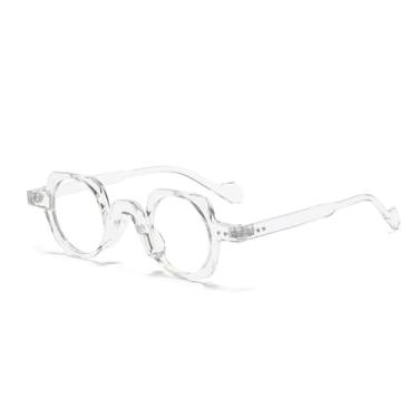 Imagem de JRLLFD óculos retrô redondo punk para homens, armação de óculos com lentes transparentes, vintage, decoração hexagonal, masculino, 7, tamanho único