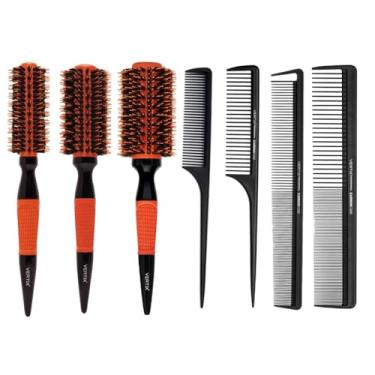 Imagem de 3 Escova Térmicas 19/27/33mm Laranja+4 Pentes Carbono Vertix