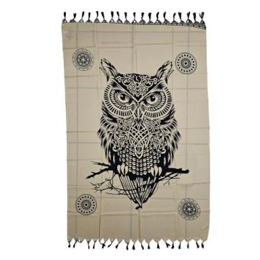 Imagem de Canga de praia Coruja/ Leão em poliéster - Corpo Dourado Moda Praia, C