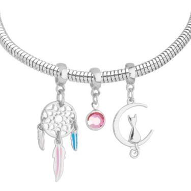 Imagem de Pulseira Sonhos Berloque Banhado a Prata 925 - Work Semijoias, 22 cm (