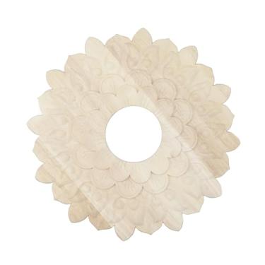 Imagem de Pastlla Ventilador de teto de madeira, medalhão moldado em madeira esculpida flor luz de teto iluminação medalhão decoração de casa para luminárias ventiladores de teto lustres, 30,5 cm OD x 8 cm ID