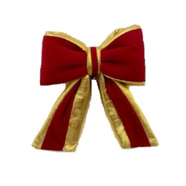 Imagem de Laço de Veludo Vermelho Com Borda de Ouro 18 Cm - Extra Festas