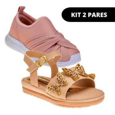 Imagem de Kit 2 Pares Sandália Tênis Infantil Sapatenis Feminino Menina Escolar 