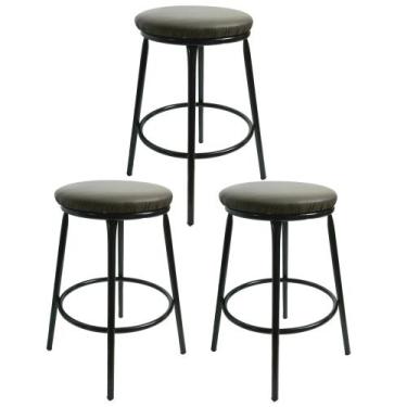 Imagem de Kit 3 Banco Baixo 50 Cm de Altura Sem Encosto Para Cozinha Mesa Estrut