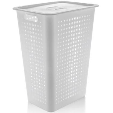 Imagem de Cesto Para Roupas Organizador Lavanderia 47 Litros Plástico Branco