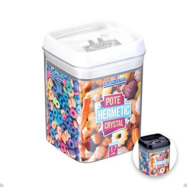 Imagem de Pote Hermético Acrílico Quadrado Pequeno Com Trava 1700 Ml - INJEPLAST