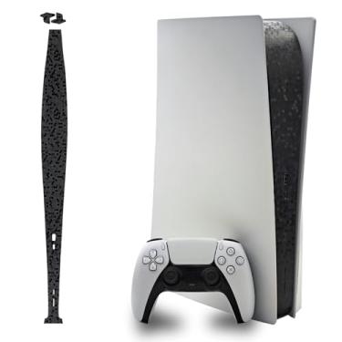 Imagem de Luck&Link Adesivo Skin para PS5 Console Center Part Protection Texture Sticker, para PS5 Disc Edition Host Middle Strip Texture Skin Scratch Resistente a arranhões (Honeycomb-Black, PS5 (2020))