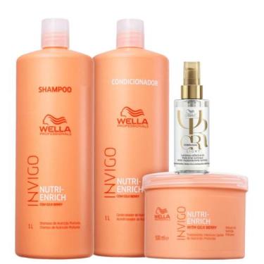 Imagem de Kit Wella Professionals Nutri Enrich Sh 1L + Cond 1L + Masq 500g + Oil