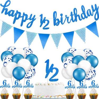 Imagem de Decoração de Aniversário de 6 Meses Skylety - Menino e Menina