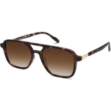 Imagem de Óculos de Sol SOJOS Retro Aviator SJ2202 Tortoise - Unissex