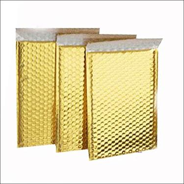 Imagem de Envelopes ProLine Glamour Metálico Dourado Poly Bubble Mailers #0 16,5 cm x 25,4 cm Extra Largo Perfeito para DVD Wide CD (25)