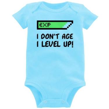 Imagem de Body Bebê I Don't Age, I Level Up - Foca na Moda, Azul bebê, GG