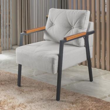 Imagem de Poltrona Decorativa Paris Linho Base em Aço Industrial Espresso Móveis