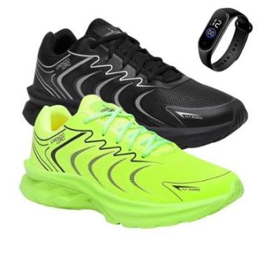 Imagem de Kit 2 Tênis Masculino Resistente Caminhada Academia Treino + Relógio-Masculino