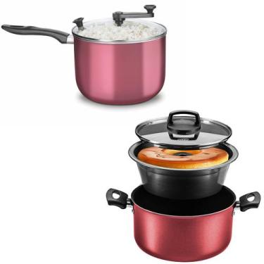 Imagem de Kit 2 Peças MTA - Pipoqueira Com Tampa De Vidro Antiaderente + Pudinze