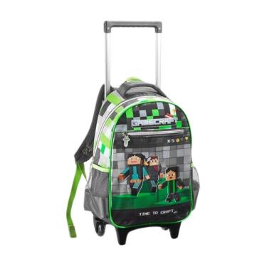 Imagem de Mochila Escolar 2Em1 Costas E Rodas Gamecraft Time Verde