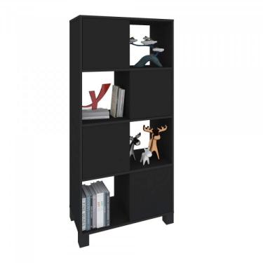 Imagem de Estante Livreiro com 8 Nichos 4 Portas Dubai Espresso Móveis Preto