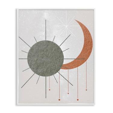 Imagem de Stupell Industries Sol e Lua em Estilo Minimal Branco Emoldurado Giclee Art Design por Daniela Santiago, 40,6 x 50,8 cm