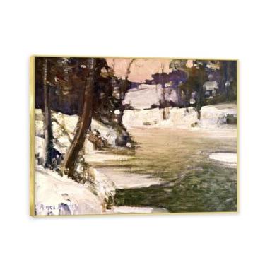 Imagem de NHLDZYH Moldura preta. Quadro romântico. (Rio St. Joe) de George Ames Aldrich. Impressão em tela. Quadros decoração de parede. 60x80cm