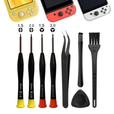 Imagem de MYPUQIAO Repair Tool Kit for Nintendo Switch/Switch Lite/Switch OLED/Switch 2 - Includes PH00 (+2.0), PH000 (+1.5), Y00 (Y2.0), Y000 (Y1.5) Screwdrivers, Tweezers, Pry Bar, Triangle Paddle, Brush.