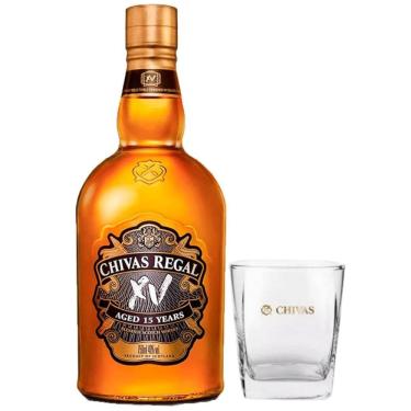Imagem de Kit 1 Chivas Regal Xv (15 Anos) 750 Ml + 1 Copo De Vidro Personalizado