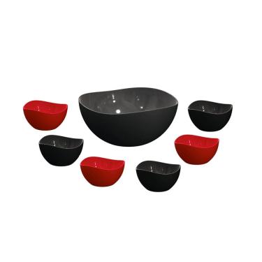 Imagem de Jogo de Sobremesa Preto Vermelho Tigela Bowl Saladeira 7un