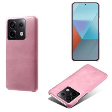 Imagem de Capa para Xiaomi POCO M6 Pro 4G,Proteção contra quedas,Casca de volta de cor sólida simples,Design de couro de imitação de plástico-Pink