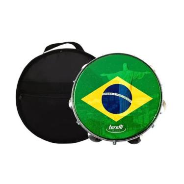 Imagem de Pandeiro Torelli Brasil Cristo 10" Verde Pele Nylon Com Bag