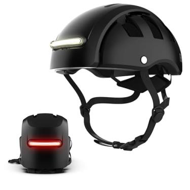 Imagem de FEND Capacete de bicicleta dobrável Super+ com luzes – Design patenteado Smart-Fold 50% compacto, LEDs frontais e traseiros USB-C ultra-brilhantes, certificação CPSC/EN1078, para adultos, passageiros