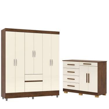 Imagem de Guarda-Roupa 6 Portas Ideval com Cômoda Sapateira Sirios