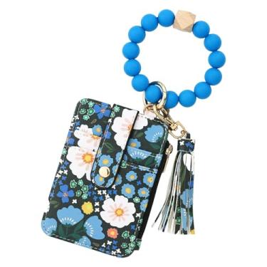 Imagem de RnemiTe-amo Carteira feminina Boho com estampa floral – porta-cartões e chaveiro com vários compartimentos | Bolsa de viagem leve para todos os dias, passeios | Presente para mulheres, esposa, mãe