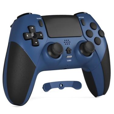 Imagem de CHEREEKI Wireless Controller for P4 with 2 Mapping Buttons, 3.5mm Audio and Turbo Function, 6-Axis Motion Control, Dual Vibration, Gamepad Joystick for PS-4, Compatible with PS-4, Slim, Pro