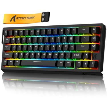 Imagem de MAMBASNAKE Teclado Para Jogos Com Fio Attack Shark X68 He 8000Hz, Precisão Rt De 0,01 Mm, Com Interruptor Magnético, Atuação Ajustável, Gatilho Rápido, Toque Rápido, Iluminação Rgb Para Pc/Mac, Preto