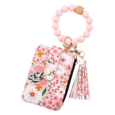 Imagem de RnemiTe-amo Carteira feminina Boho com estampa floral – porta-cartões e chaveiro com vários compartimentos | Bolsa de viagem leve para todos os dias, passeios | Presente para mulheres, esposa, mãe