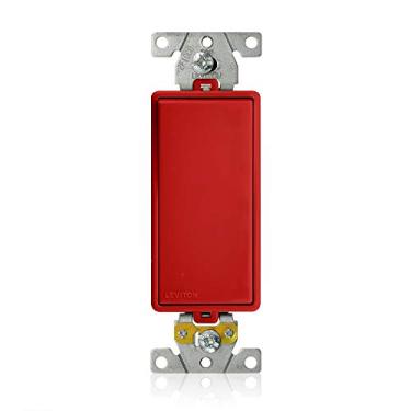 Imagem de Leviton M5623-R 20 Amp, 120/277 Volt AC, Lev-Lok Decora Plus interruptor basculante, 3 direções, nível industrial, autoaterramento, vermelho