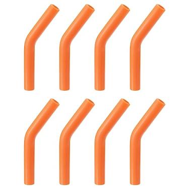 Imagem de 8 peças de pontas de canudo de silicone, ponta de cotovelo de palha de silicone, capas de palha de metal reutilizáveis macias adequadas para canudos de aço inoxidável de 8 mm/0,31" OD, laranja