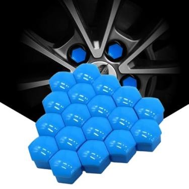 Imagem de 20 com parafusos de porca de roda protetor de porca de proteção contra poeira com clipe, azul, 21 mm