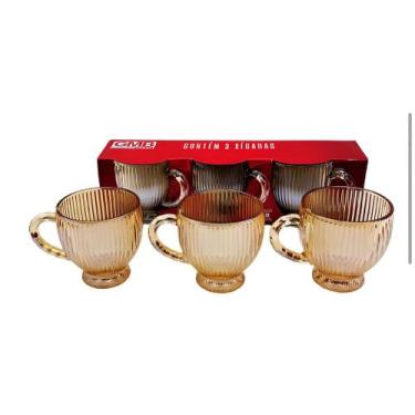 Imagem de Xícaras Âmbar Em Vidro Dourada Para Chá E Café - CLASS HOME, Listras