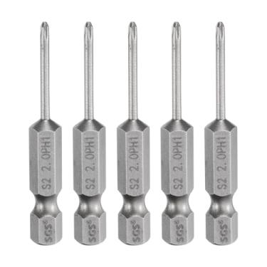 Imagem de 5 peças de chave de fenda Phillips número 1 PH1 1/10.2 cm, haste sextavada, 50 mm de comprimento, magnética, S2, aço industrial, broca elétrica de cabeça cruzada, haste de 0,079" (2 mm)