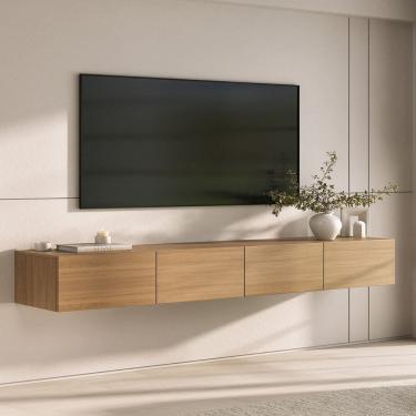 Imagem de Rack Suspenso para Tv até 75 Polegadas 210cm Aruá Cabecasa Madeiraoriginals Jatoba