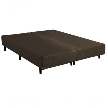 Imagem de Cama Base Box King Bipartido Marrom Suede 38x193x203