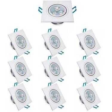 Imagem de Kit 10 Lâmpadas Led 3W Spot Quadrado Embutir Bco Quente Biv - Tf