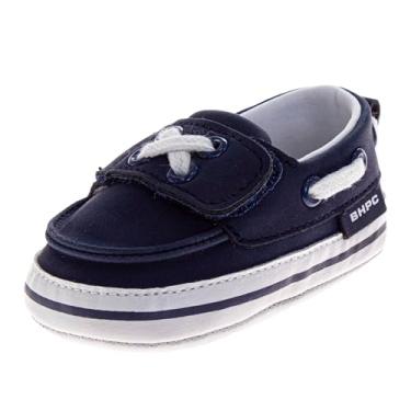 Imagem de Josmo Sapatos mocassim para bebês com fecho deslizante - Sapato náutico leve para meninos recém-nascidos (tamanhos: 2-4 bebês), Azul marino, 16