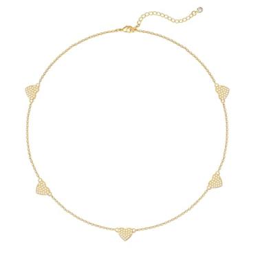 Imagem de Zeffy Gargantilha de coração CZ banhado a ouro 14K delicado coração diamante pingente colar minimalista joia moderna presente para mulheres