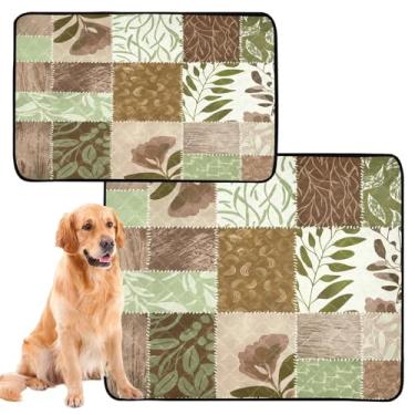 Imagem de CEBUGI Almofadas de xixi laváveis para cães, pacote com 3, almofadas impermeáveis para filhotes de cachorro, antiderrapante, à prova de vazamento, para cama de cercadinho, folhas florais abstratas