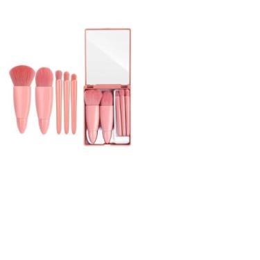 Imagem de Kit de Pincéis de Maquiagem com Espelho, 5 Peças, Estojo Portátil Compacto (Cores sortidas)