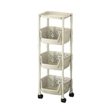 Imagem de Carrinho de armazenamento móvel multifuncional - Rack de cozinha com 3 camadas, organizador que economiza espaço para escritório, banheiro, varanda e sala de estar - durável e elegante, fácil de mover