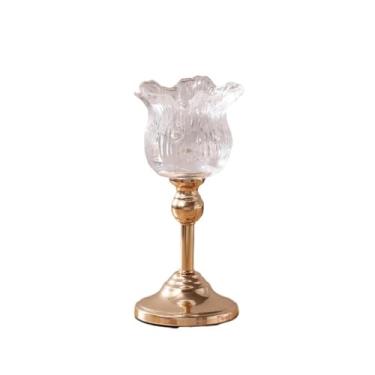 Imagem de CFGH6FDF Castiçal de cristal europeu suporte de vela alto à luz de velas decoração de mesa de jantar mobiliário doméstico suporte à luz de velas (grande)